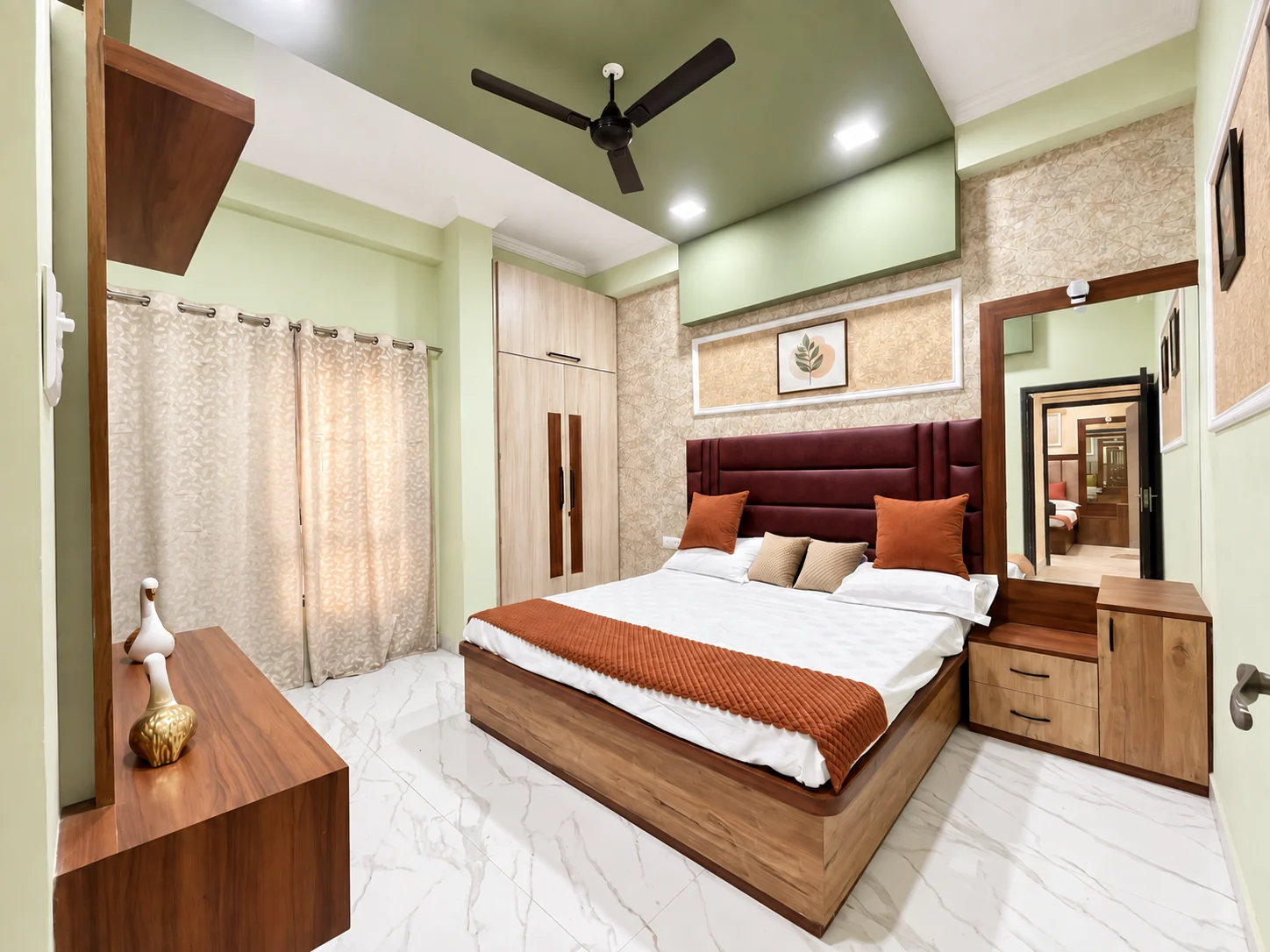 2 BHK Flat - Living-room seating and TV wall