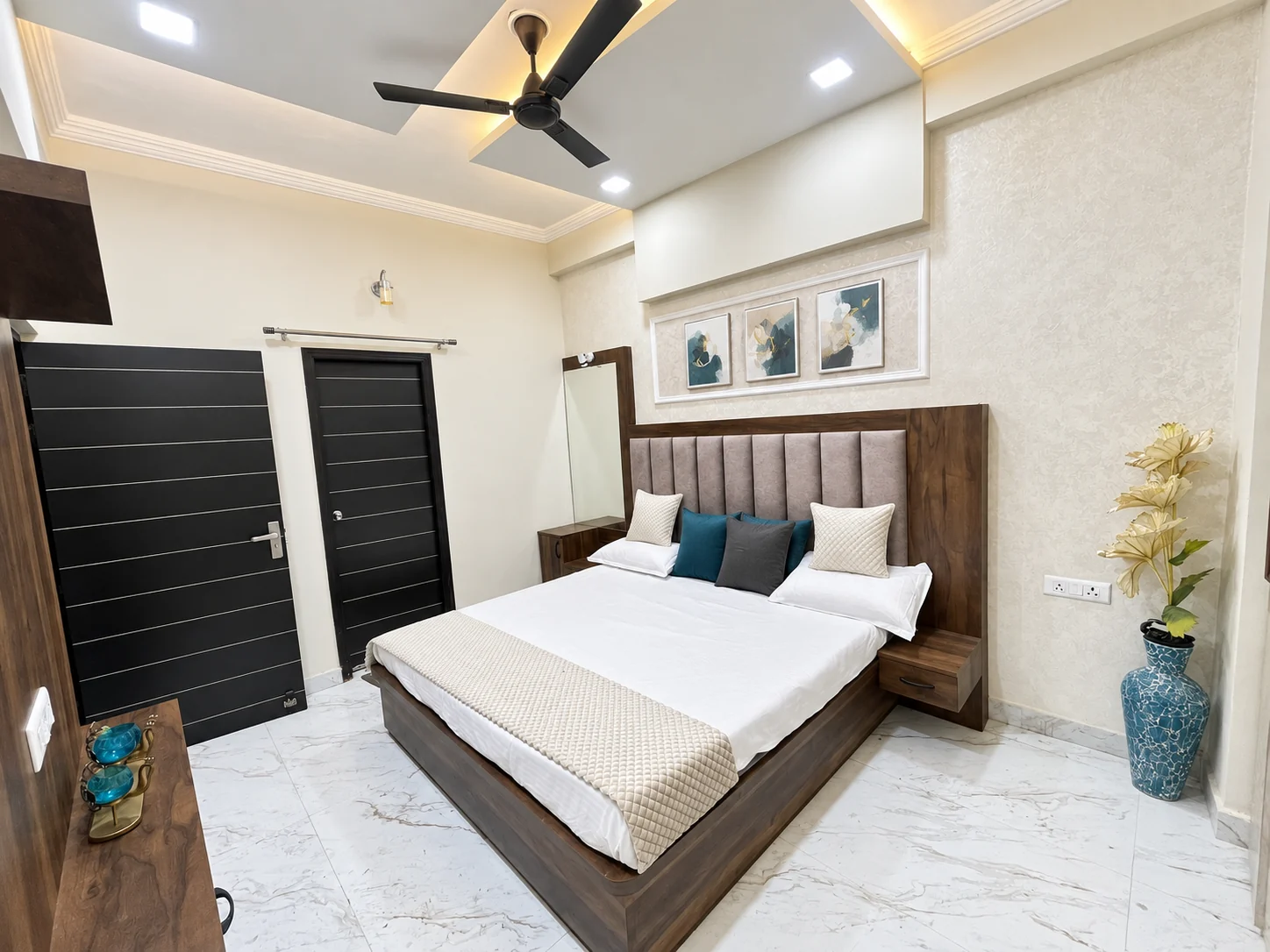 2 BHK Flat - Master bedroom TV and storage unit